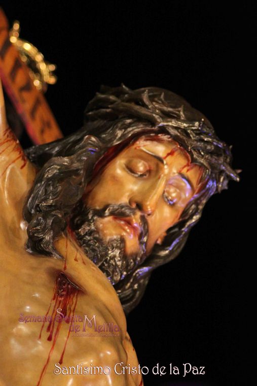Primer plano del rostro del Santísimo Cristo de la Paz